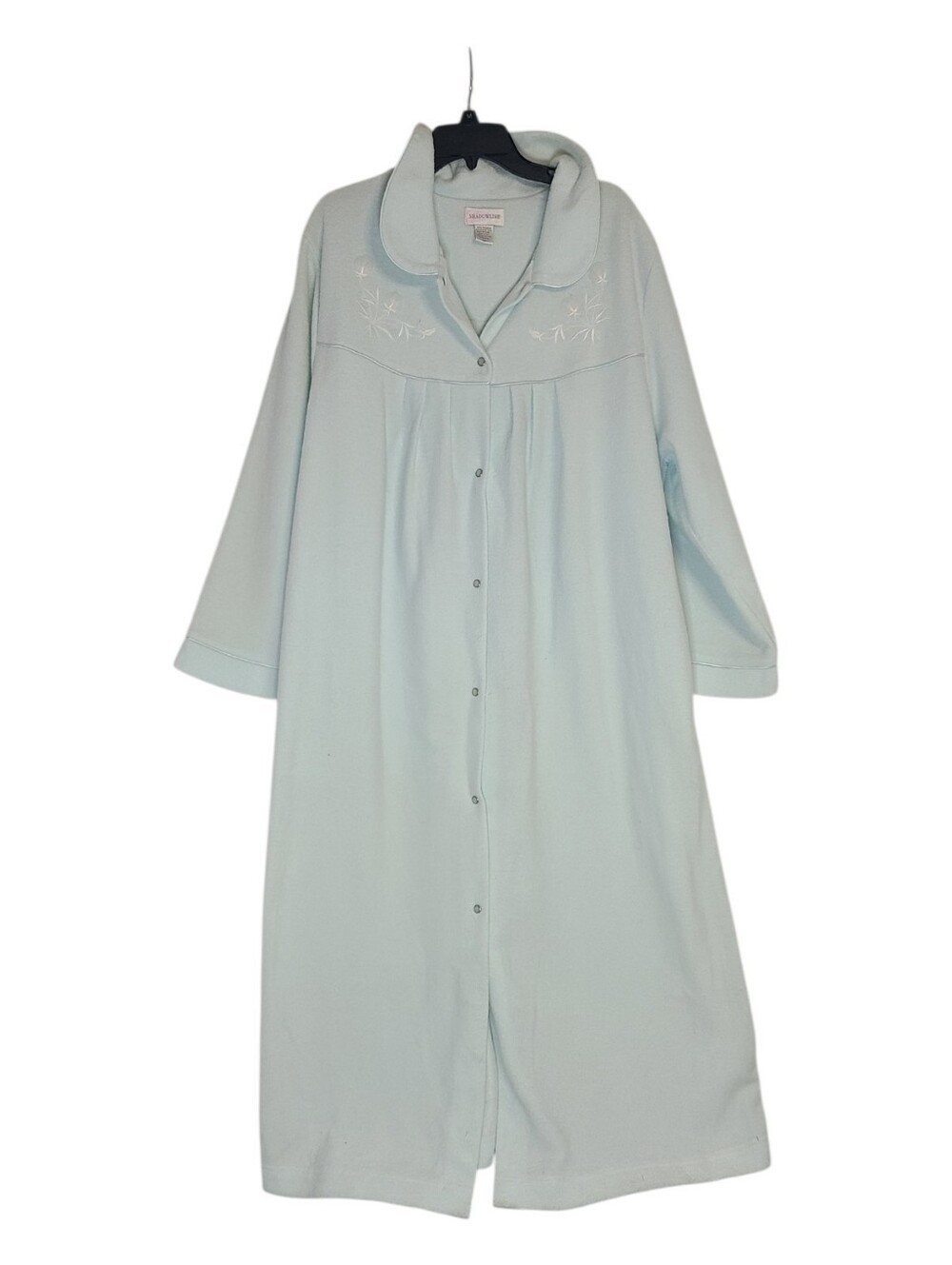 Shadowline Mint Green Fleecy Snap Front Long Robe 2X